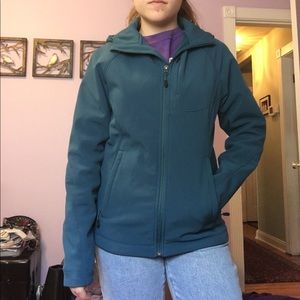 Warm teal water resistant fleece lined jacket